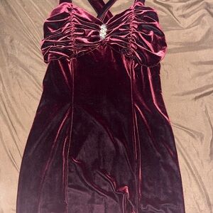 J.O.A. Deep Red Velvet Dress